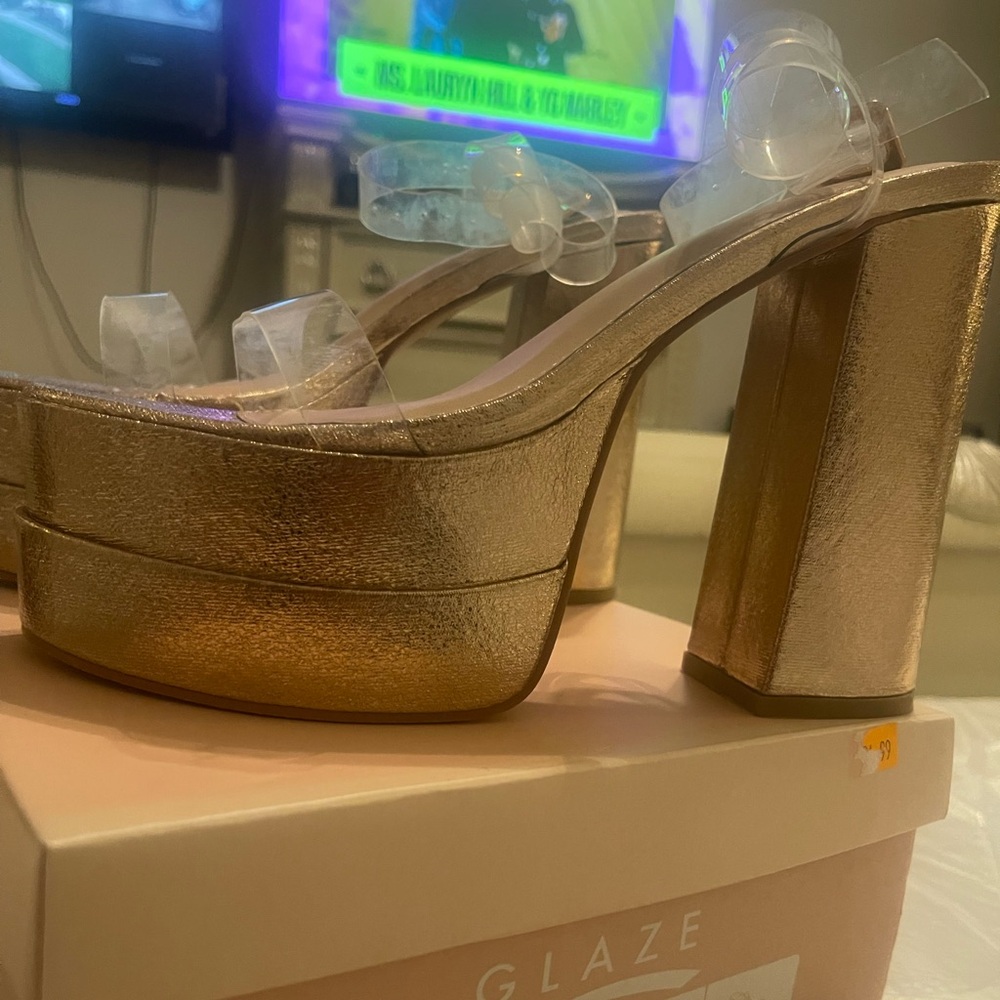 Platform Heel. Worn Once. Rose Gold